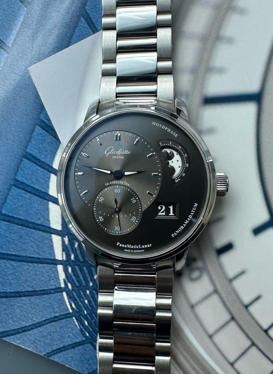 Glashutte Original PanoMaticLunar Grey Dial Steel 1-90-02-43-32-24