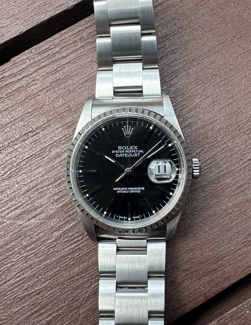 Rolex Datejust Black Dial 36mm Ref 16220